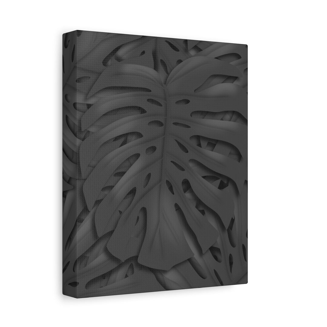 Charcoal Monstera Canvas Wall Art Matte Stretched 1.25 Inch Thick Plant Leaf Decor