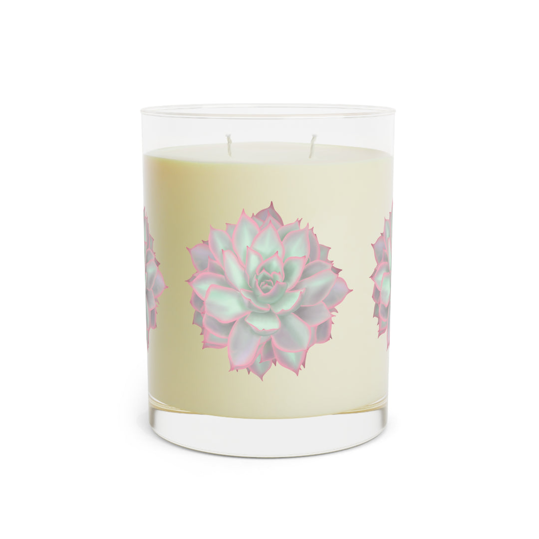 Echeveria Violet Queen Succulent Scented Candle 11oz Soy Wax Glass Jar Lavender Sage Mint White Tea Fig Ocean Mist Moss