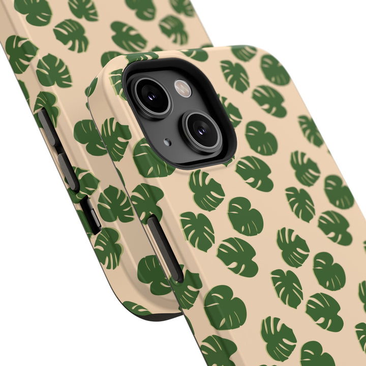 Monstera Pattern Phone Case – Dual Layer Protective Cover