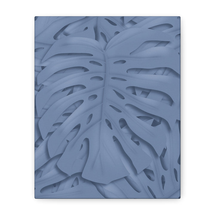 Monstera Canvas Art Blue Tropical Leaf Wall Art on Matte Cotton Canvas Print by The Potted Pixel