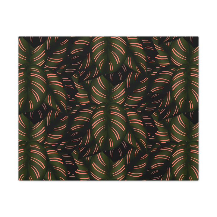 Calathea Pinstripe Canvas Print With Matte Finish Stretched Botanical Wall Art For Living Room Decor