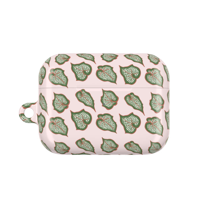 Begonia Pattern AirPod Case With Glossy Plant Design Wireless Charging Compatible Lightweight Polycarbonate Shell