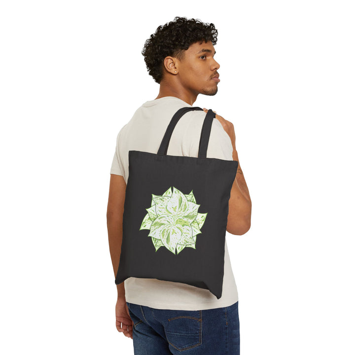 Cotton Tote Bag Snow Queen White Foliage Design Durable Canvas With 20 Inch Handles Ideal Everyday Carry