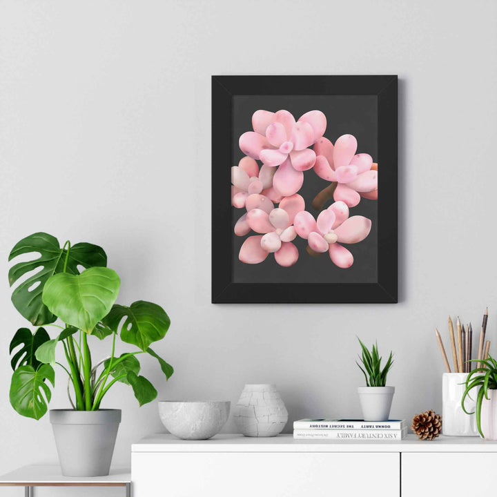 Pink Moonstone Succulent Framed Poster Vertical Botanical Wall Art