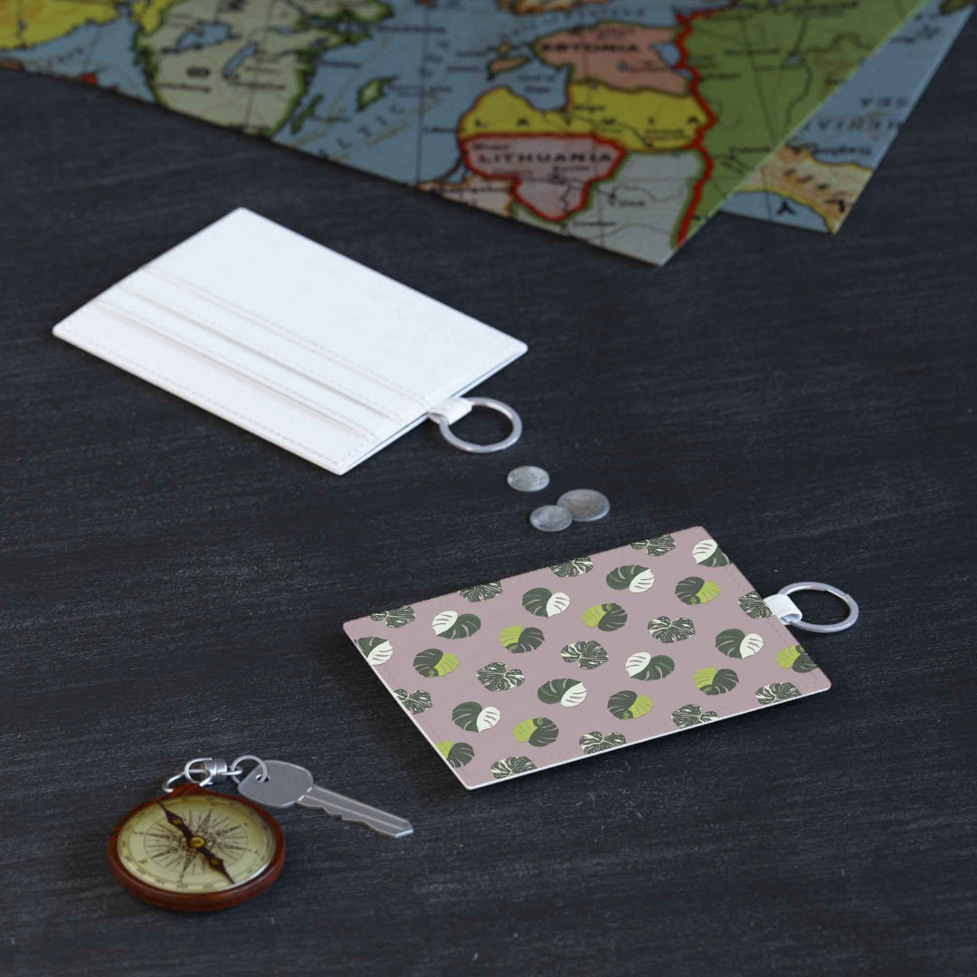 Variegated Monstera Pattern Card Holder – Vegan Leather Slim Wallet