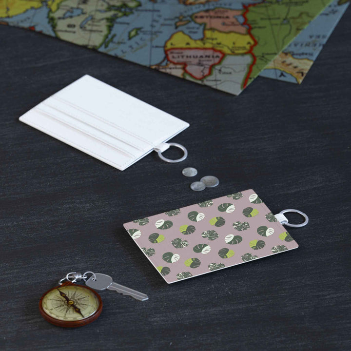Variegated Monstera Pattern Card Holder – Vegan Leather Slim Wallet