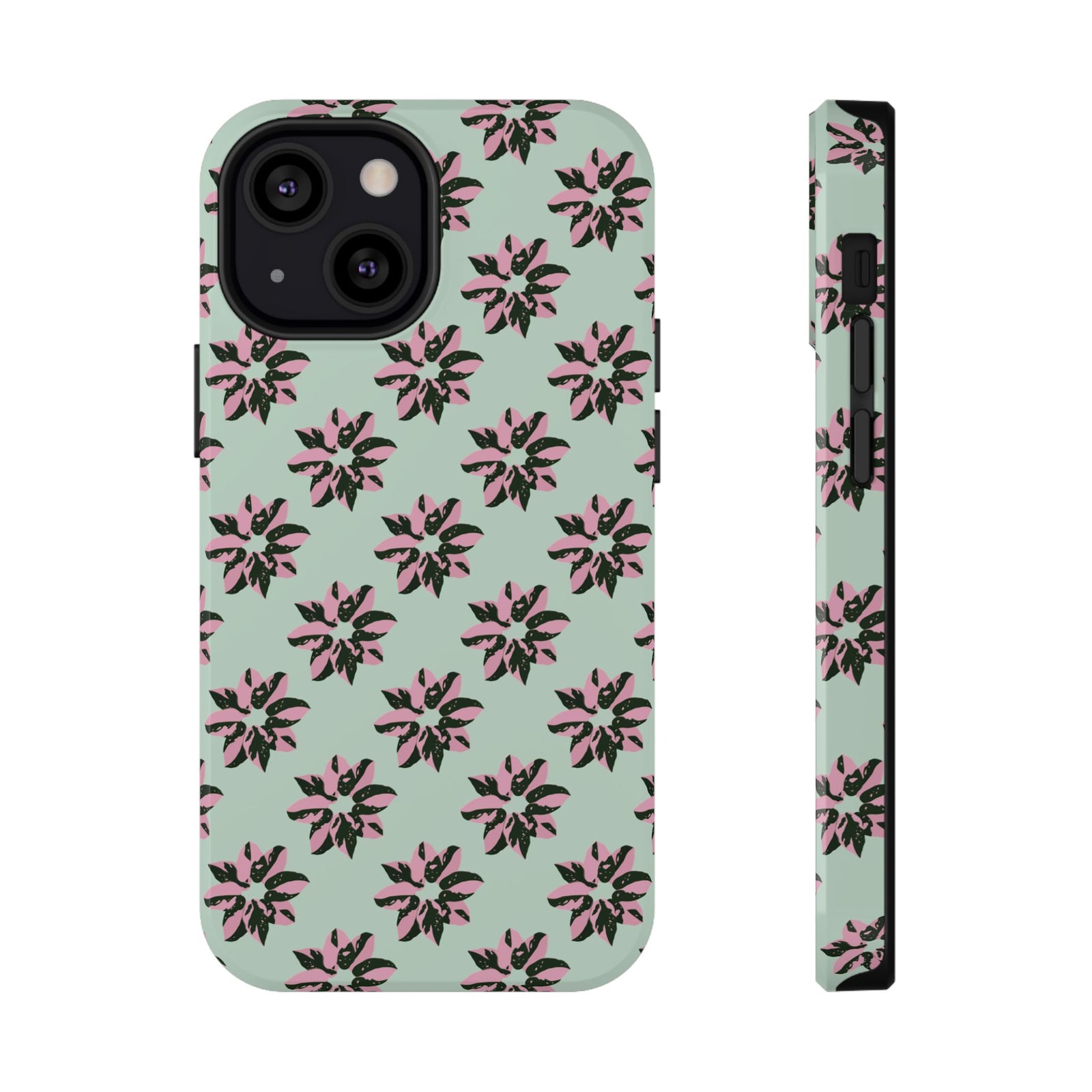 Pink Princess Philodendron Pattern Phone Case – Dual Layer Protective Cover by Printify