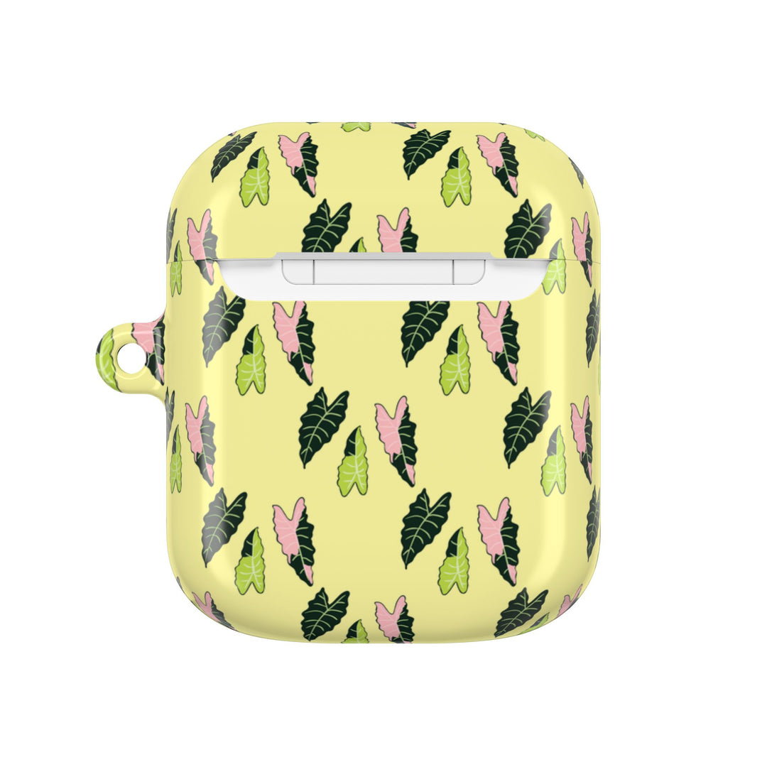Alocasia Pattern AirPods Case Botanical Plant Themed Protective Case with Carabiner