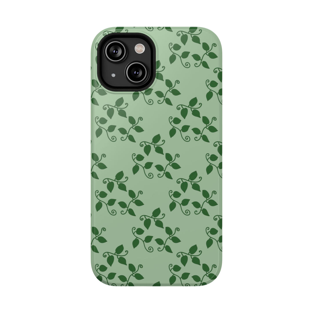 Pothos Pattern Impact Resistant Phone Case Green Botanical Protective Cover Full Wrap Print With Wireless Charging