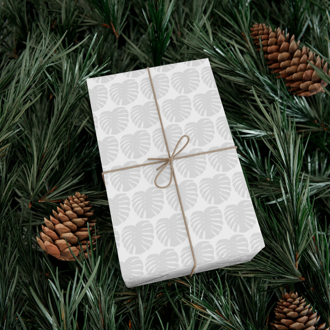 Monstera Leaf Light Gray Wrapping Paper – Botanical Gift Wrap Roll
