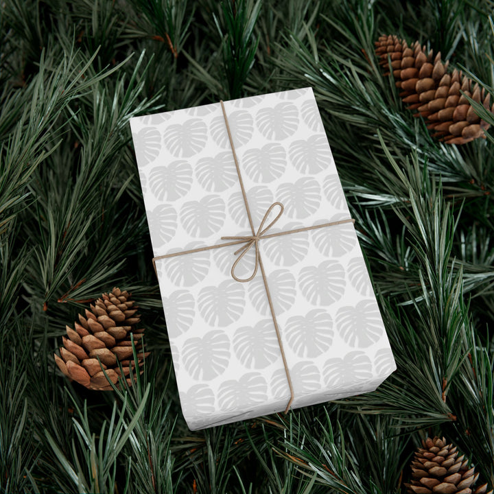 Monstera Leaf Light Gray Wrapping Paper – Botanical Gift Wrap Roll