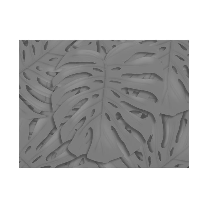Charcoal Monstera Canvas Wall Art Matte Stretched 1.25 Inch Thick Tropical Leaf Print For Living Room Decor