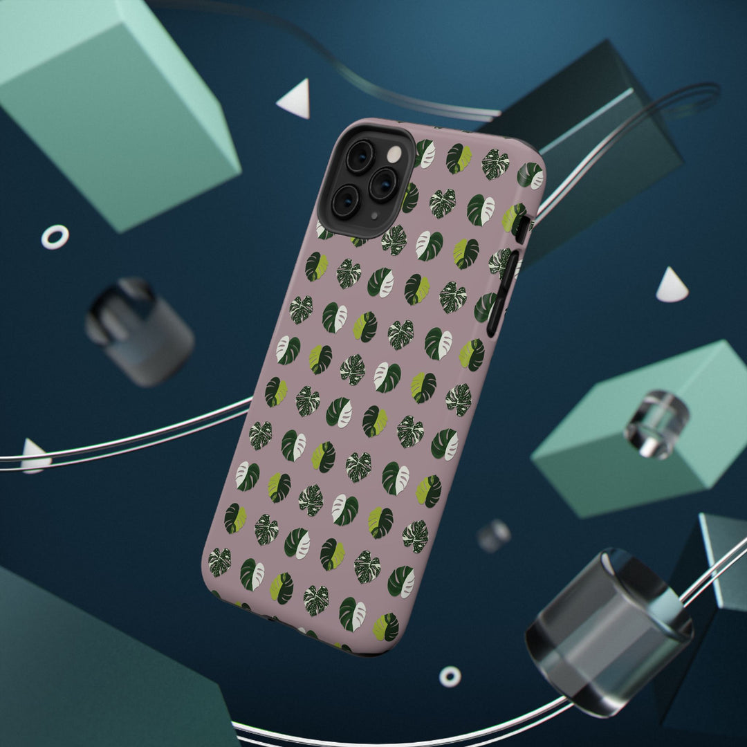 Variegated Monstera Pattern Phone Case – Dual Layer Protective Cover