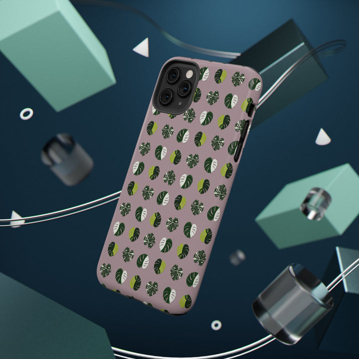 Variegated Monstera Pattern Phone Case – Dual Layer Protective Cover