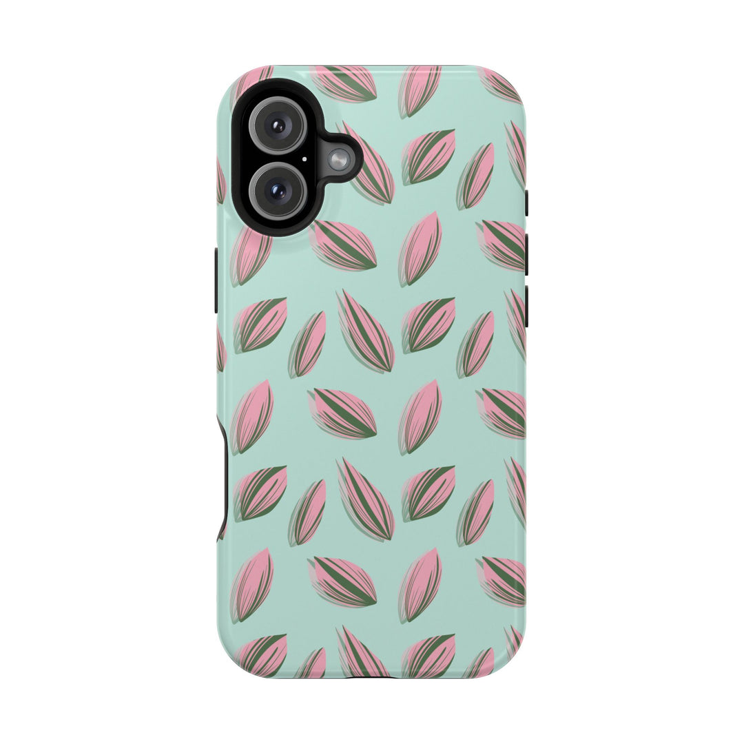 Tradescantia Nanouk Pattern Dual-Layer Impact-Resistant Phone Case Green Botanical Protective Cover