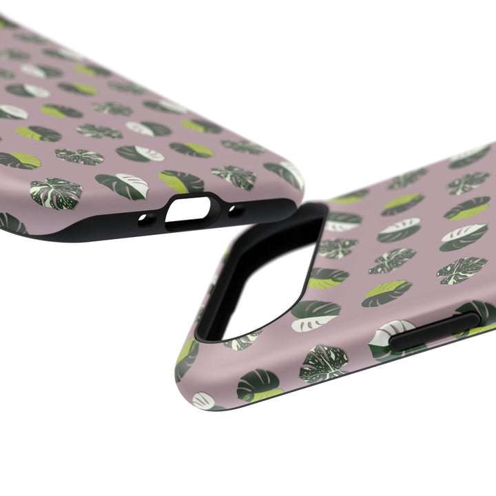 Variegated Monstera Pattern Phone Case – Dual Layer Protective Cover