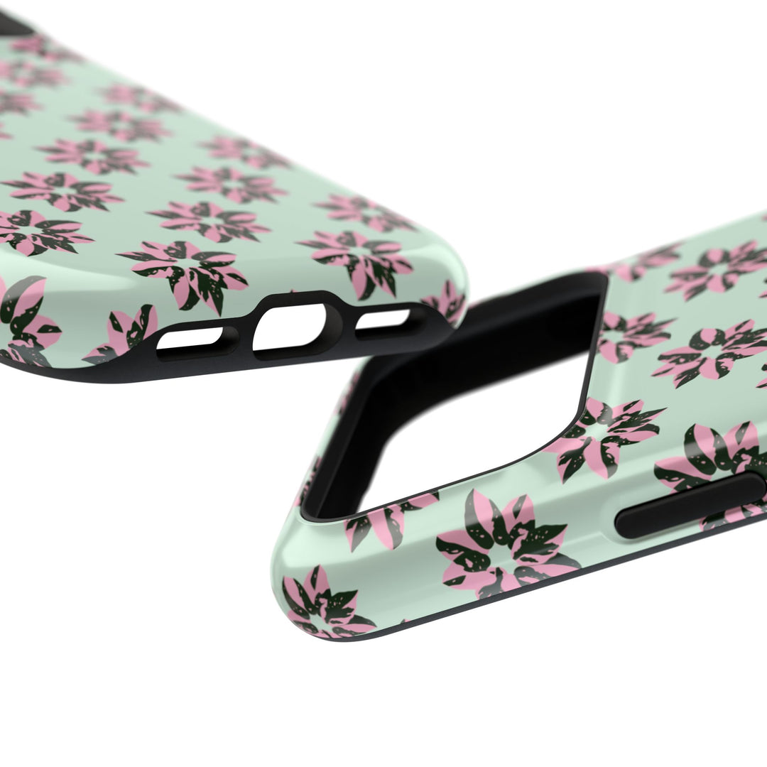 Pink Princess Philodendron Pattern Phone Case – Dual Layer Protective Cover by Printify