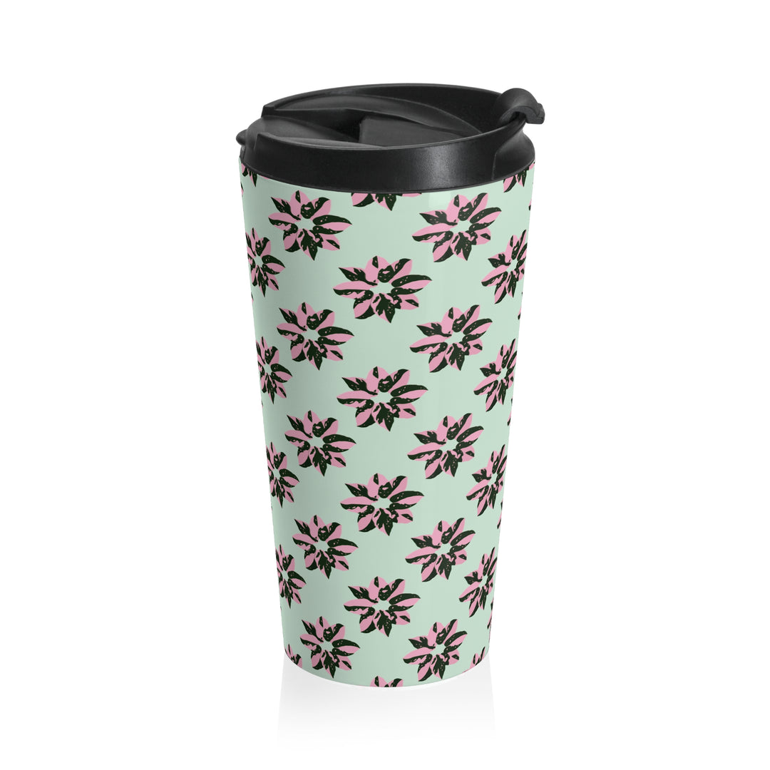 Pink Princess Philodendron 15 oz Vacuum Insulated Stainless Steel Travel Tumbler by Printify