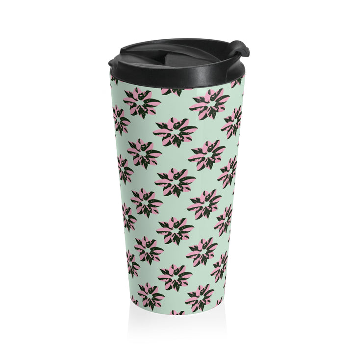 Pink Princess Philodendron 15 oz Vacuum Insulated Stainless Steel Travel Tumbler by Printify