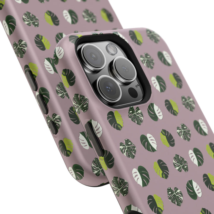 Variegated Monstera Pattern Phone Case – Dual Layer Protective Cover