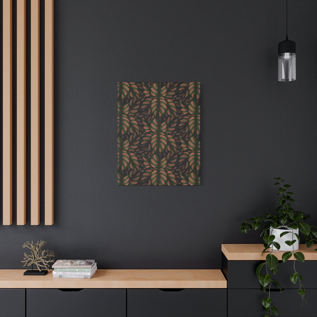 Calathea Pinstripe Canvas Print With Matte Finish Stretched Botanical Wall Art For Living Room Decor