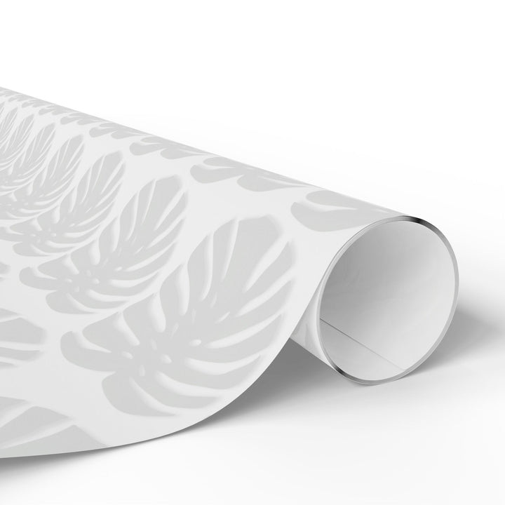 Monstera Leaf Wrapping Paper Roll — Minimal Grey Tropical Gift Wrap
