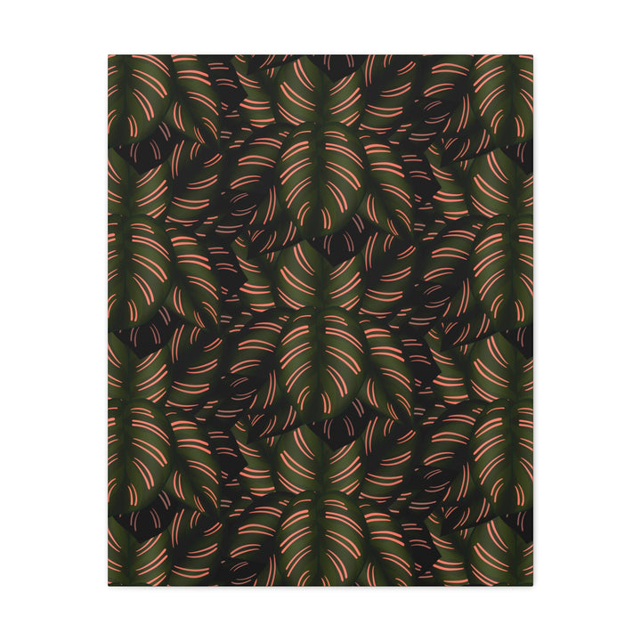 Calathea Pinstripe Canvas Print With Matte Finish Stretched Botanical Wall Art For Living Room Decor