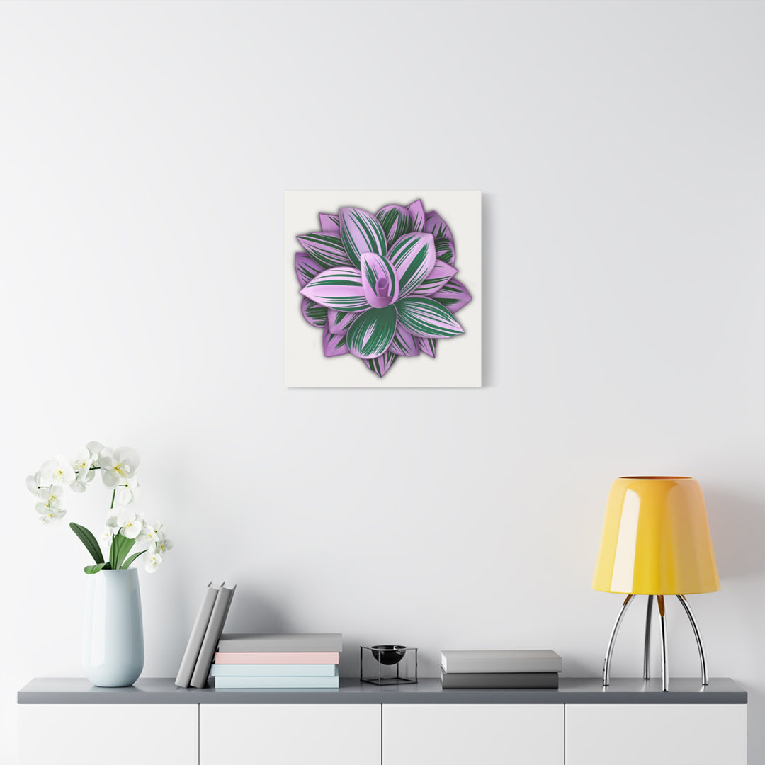 Tradescantia Nanouk Canvas Botanical Wall Art Print Pink Green Foliage On Stretched Cotton Canvas