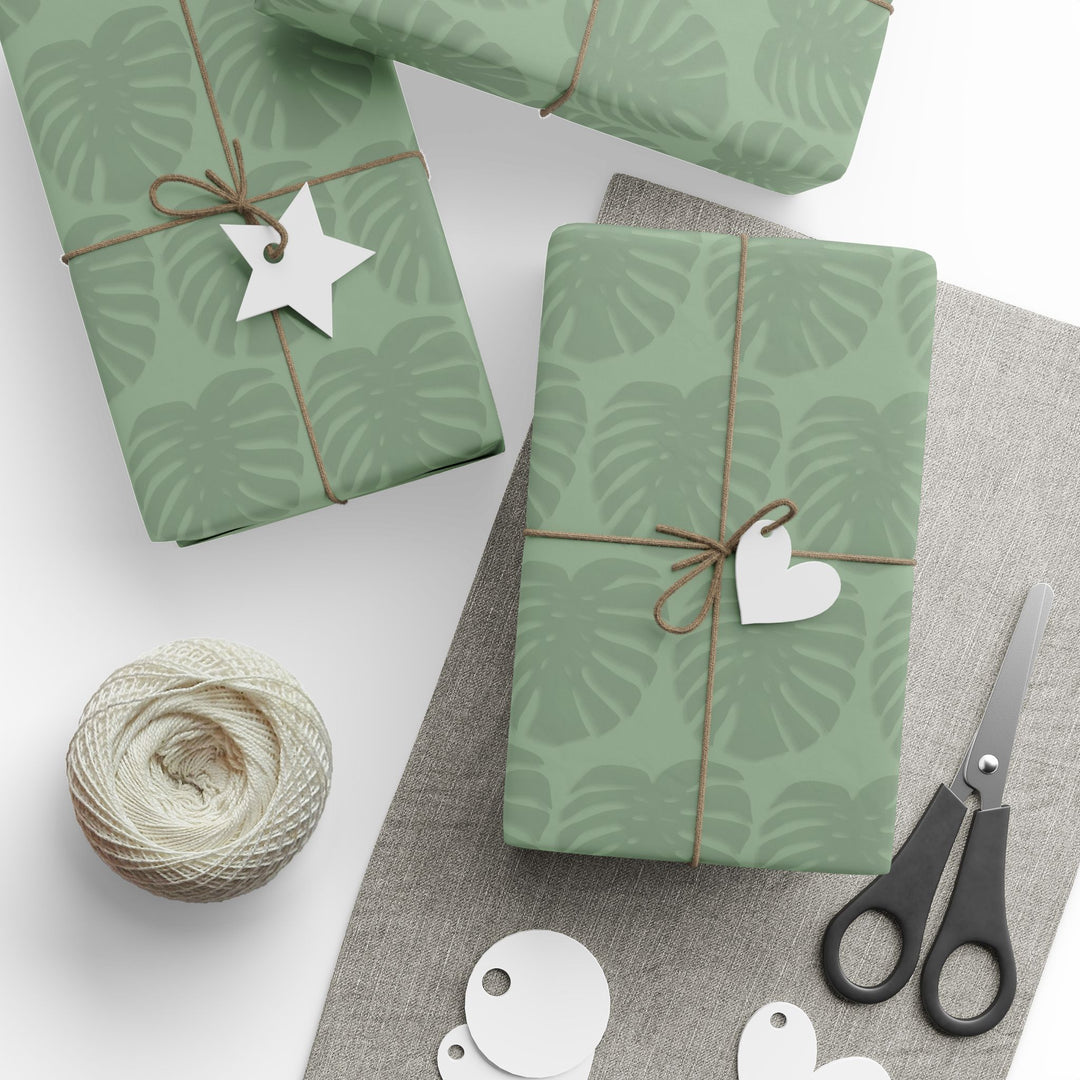 Monstera Leaf Green Wrapping Paper — Botanical Gift Wrap Roll
