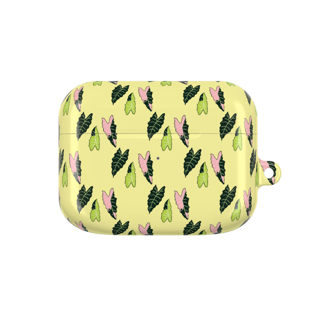 Alocasia Pattern AirPods Case Botanical Plant Themed Protective Case with Carabiner