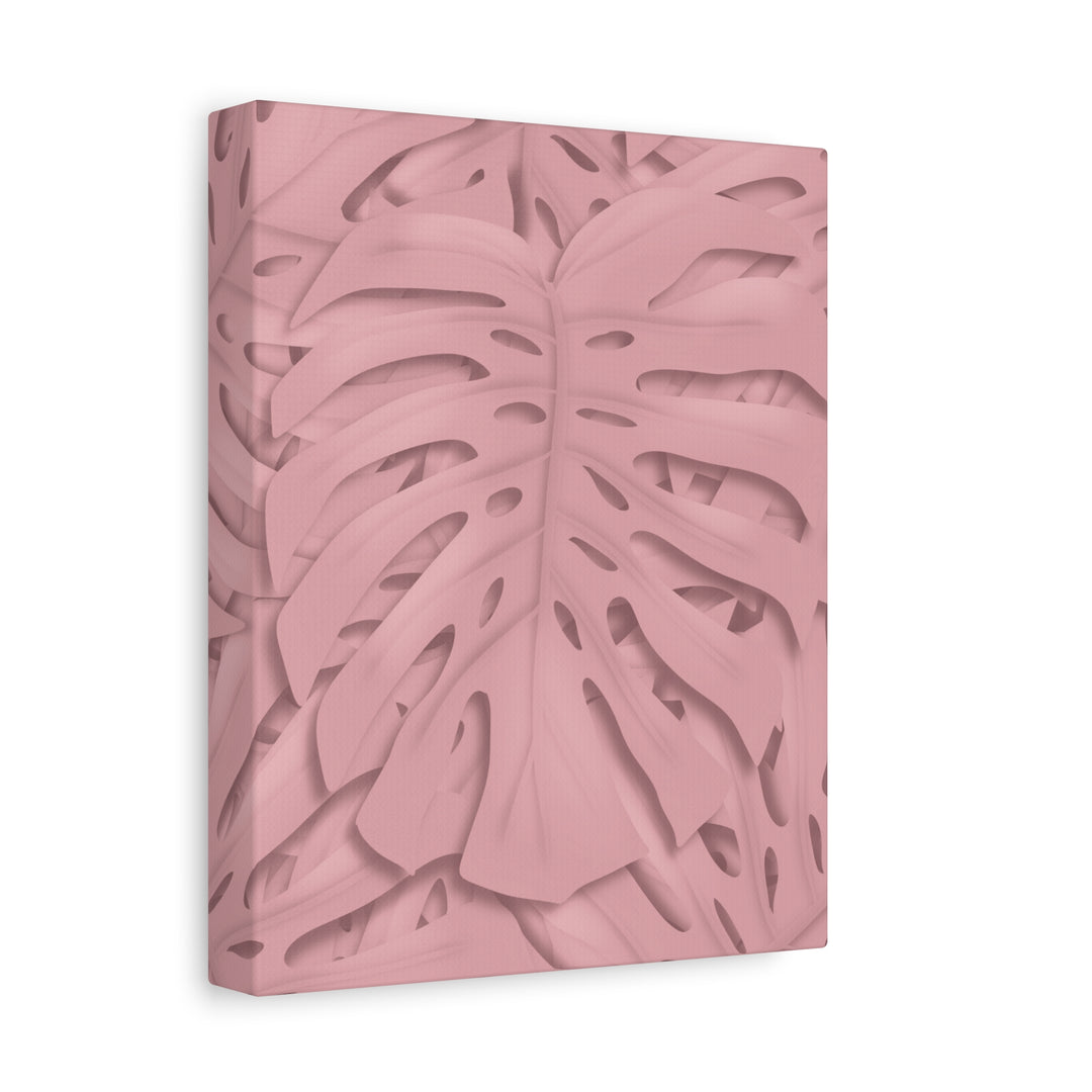 Monstera Canvas Art Soft Pink Botanical Wall Decor Matte Finish Print For Living Room