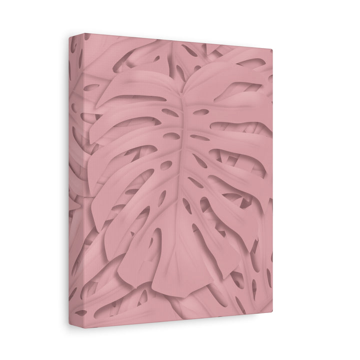 Monstera Canvas Art Soft Pink Botanical Wall Decor Matte Finish Print For Living Room