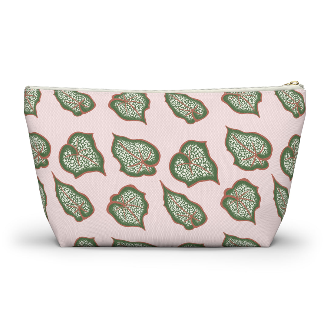 Begonia Pattern Accessory Pouch Makeup Bag With T Bottom For Cosmetics And Small Essentials