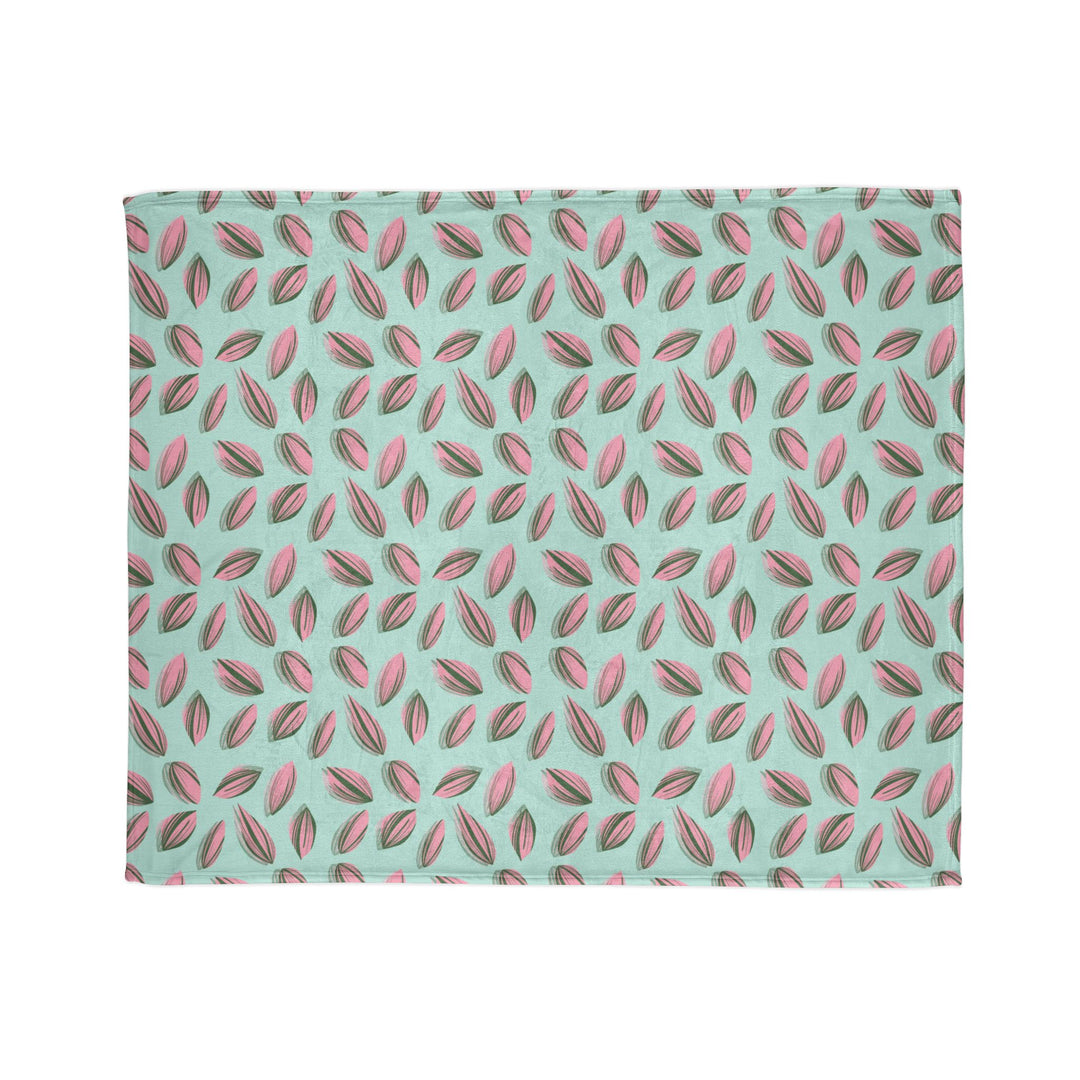 Tradescantia Nanouk Pattern Cozy Fleece Throw Blanket by Printify
