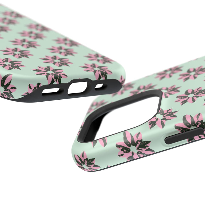 Pink Princess Philodendron Pattern Phone Case – Dual Layer Protective Cover