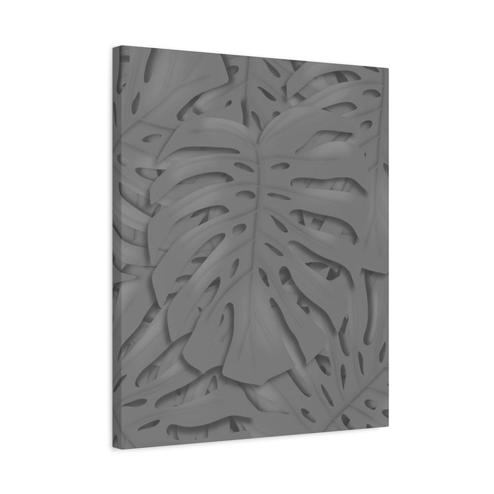 Charcoal Monstera Canvas Wall Art Matte Stretched 1.25 Inch Thick Tropical Leaf Print For Living Room Decor