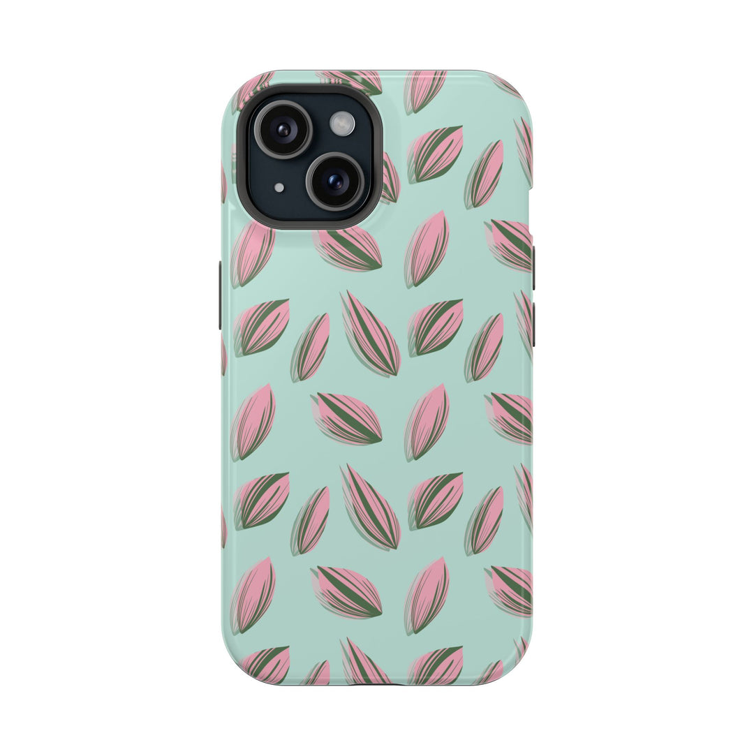 Tradescantia Nanouk Pattern Dual-Layer Impact-Resistant Phone Case Green Botanical Protective Cover