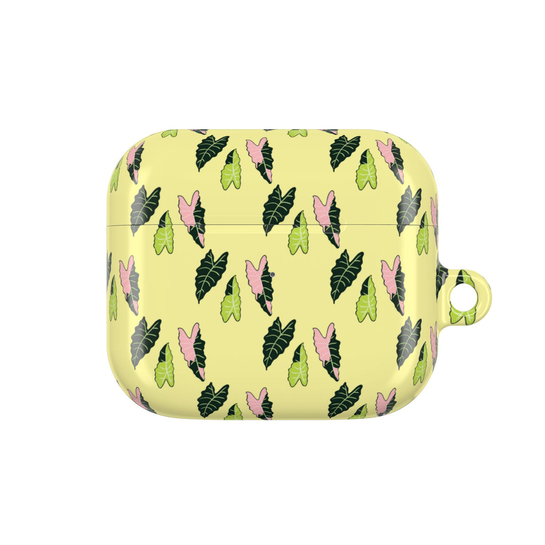 Alocasia Pattern AirPods Case Botanical Plant Themed Protective Case with Carabiner