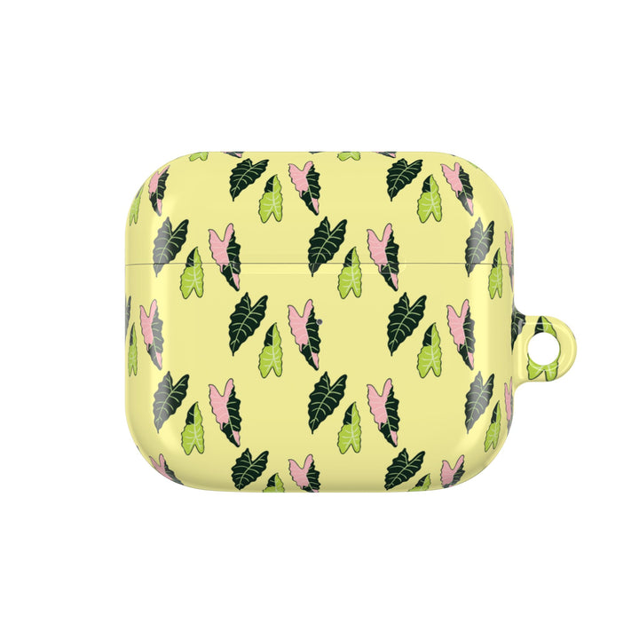 Alocasia Pattern AirPods Case Botanical Plant Themed Protective Case with Carabiner