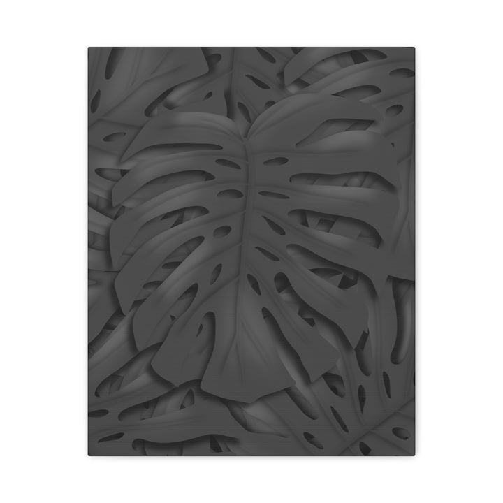 Charcoal Monstera Canvas Wall Art Matte Stretched 1.25 Inch Thick Plant Leaf Decor