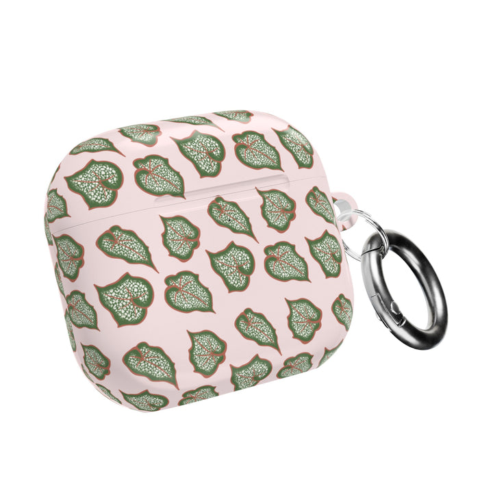 Begonia Pattern AirPod Case With Glossy Plant Design Wireless Charging Compatible Lightweight Polycarbonate Shell