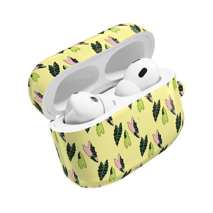 Alocasia Pattern AirPods Case Botanical Plant Themed Protective Case with Carabiner