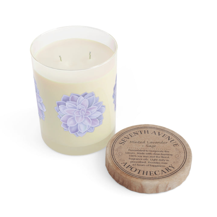 Graptopetalum Murasaki Succulent Scented Candle 11oz Soy Wax With White Tea Fig Lavender Sage Ocean Mist Moss