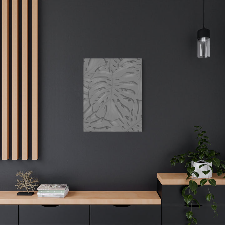Charcoal Monstera Canvas Wall Art Matte Stretched 1.25 Inch Thick Tropical Leaf Print For Living Room Decor