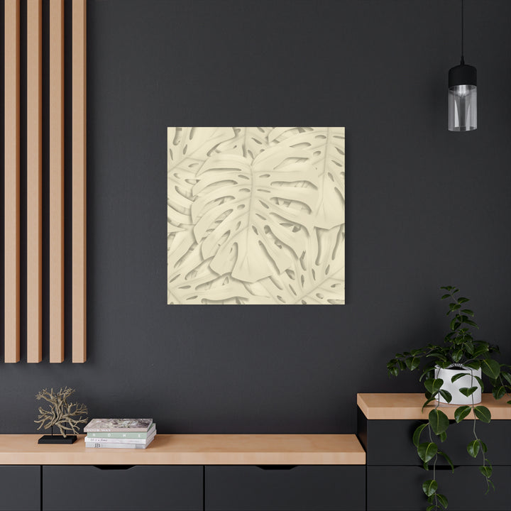 Monstera Canvas Print Durable Cotton Stretched Canvas With Beige Botanical Artwork For Modern Home Decor