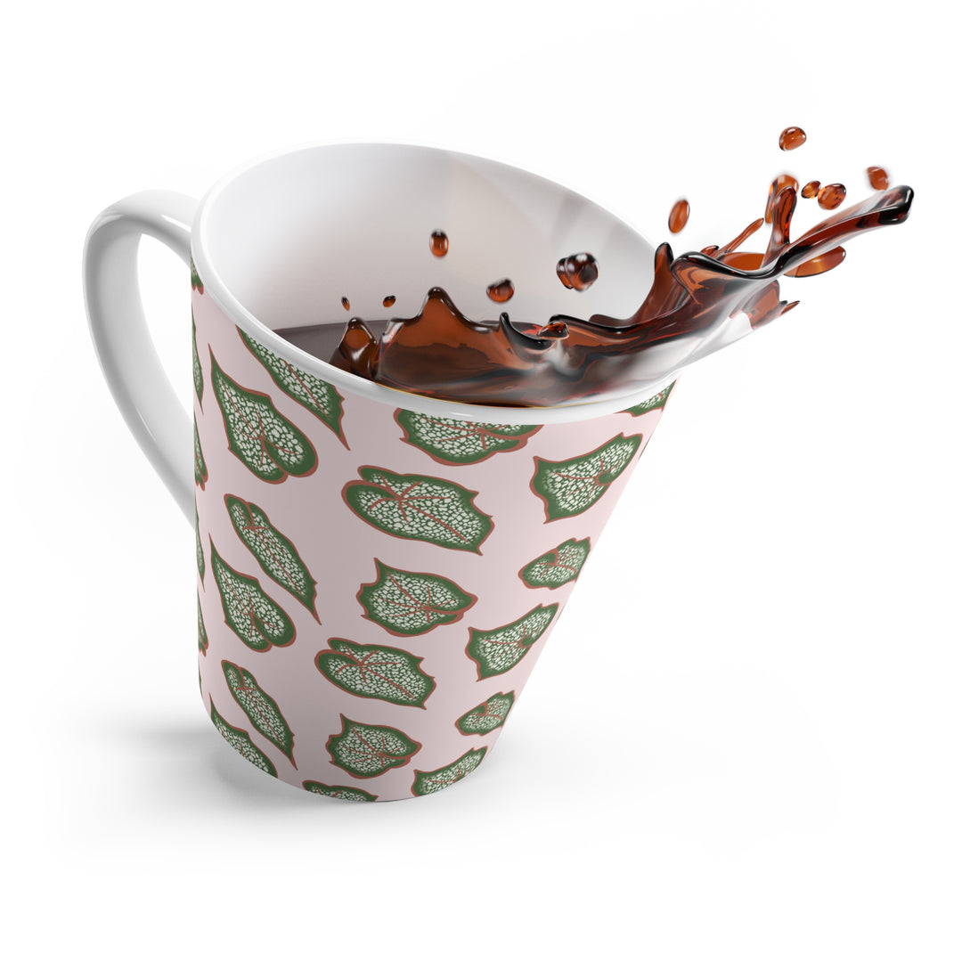 Begonia Pattern Mug By The Potted Pixel 12 Oz Ceramic Coffee Cup With Glossy Finish