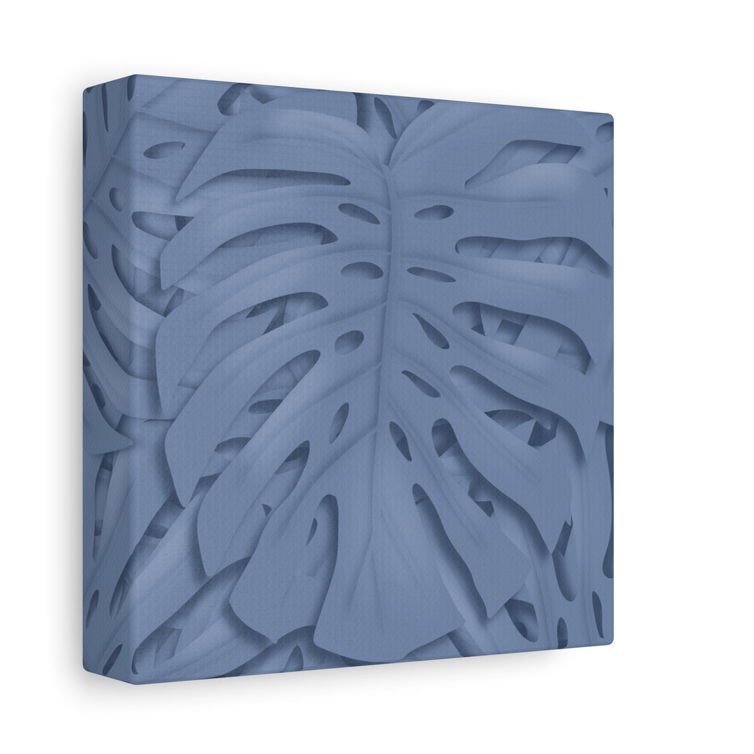 Monstera Canvas Art Blue Tropical Leaf Wall Art on Matte Cotton Canvas Print by The Potted Pixel