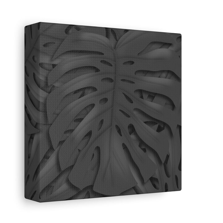 Charcoal Monstera Canvas Wall Art Matte Stretched 1.25 Inch Thick Plant Leaf Decor