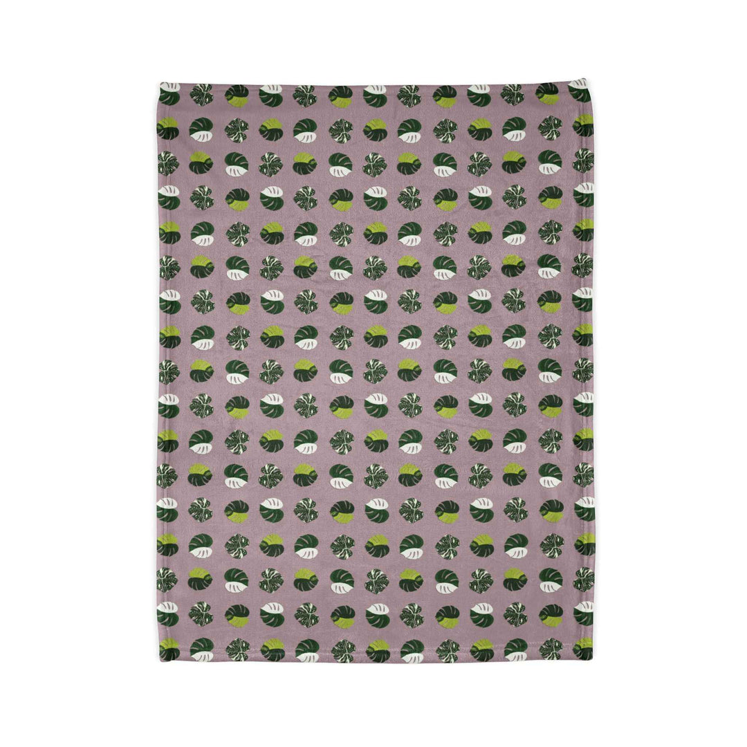 Variegated Monstera Pattern Cozy Fleece Throw Blanket