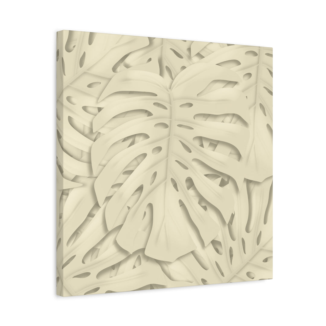 Monstera Canvas Print Durable Cotton Stretched Canvas With Beige Botanical Artwork For Modern Home Decor